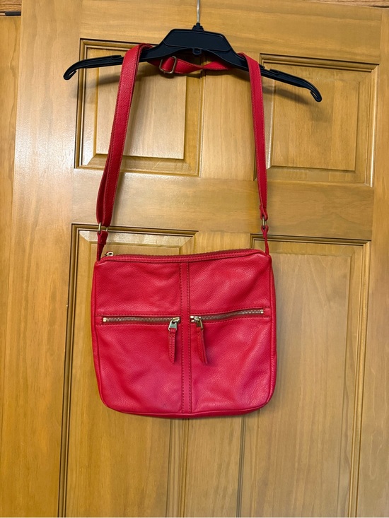 Fossil Handbags - Fossil Red Pebbled Leather Crossbody with Dual Front Zips